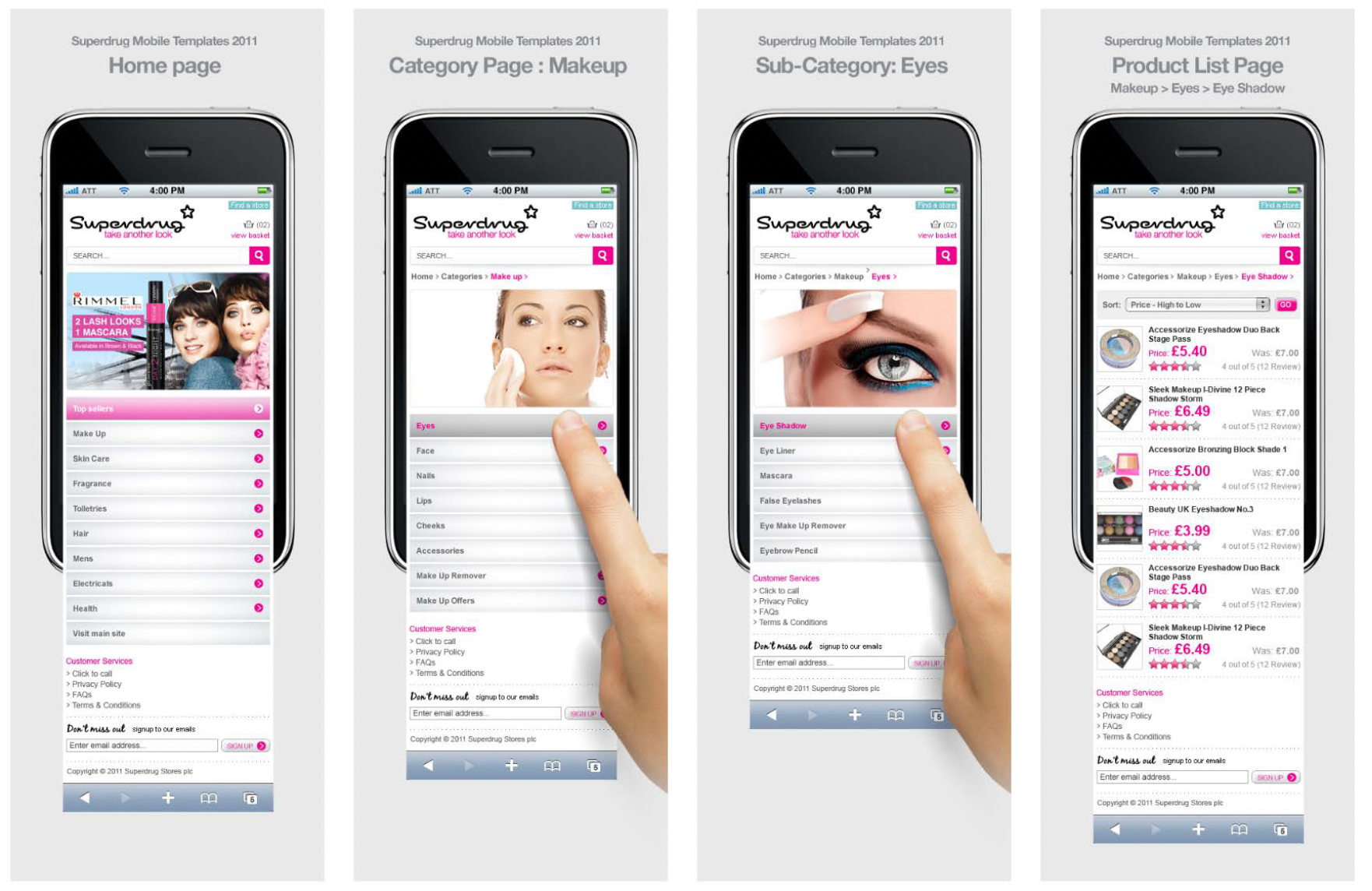 a user journey of a retailer's site on a mobile phone